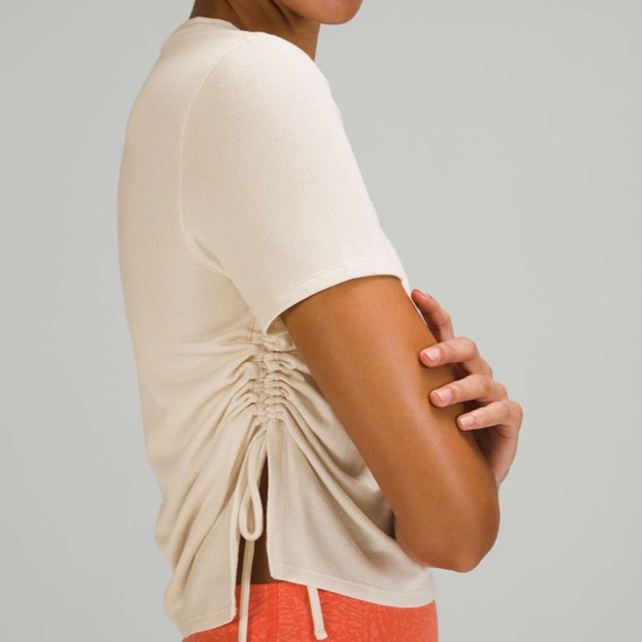 Lululemon Side Cinch Ribbed T-Shirt - White Opal - Picture 2 of 5